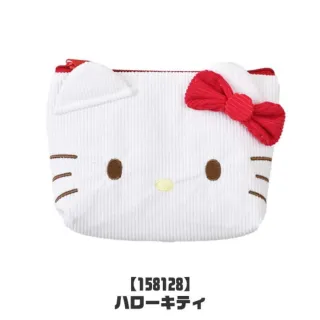 【小禮堂】雙11 Sanrio 三麗鷗 燈芯絨造型化妝包 大臉款 Kitty 美樂蒂 大耳狗 酷洛米(平輸品)
