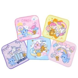 【小禮堂】湯姆貓與傑利鼠 純棉手帕5入組 粉彩Q版款(平輸品)