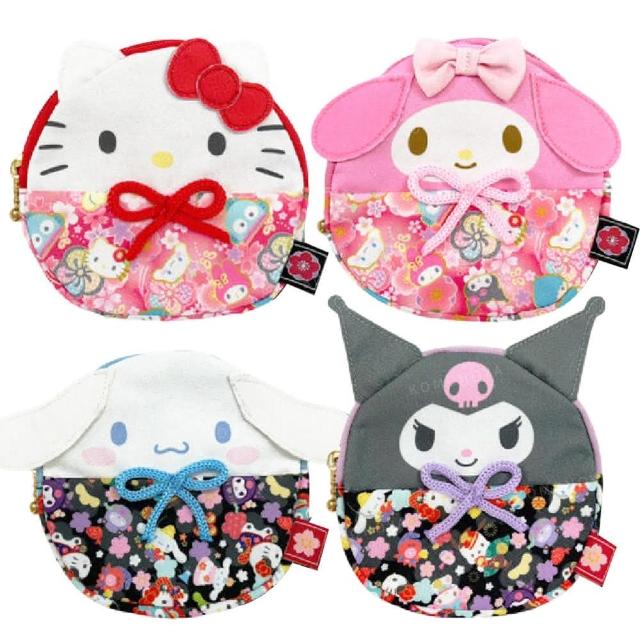 【小禮堂】Sanrio 三麗鷗 造型拉鍊收納包 和風款(平輸品)