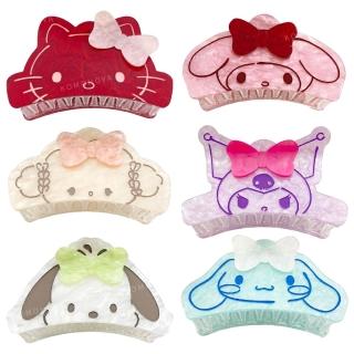 【小禮堂】Sanrio 三麗鷗 貝母紋造型鯊魚夾 大臉款 Kitty 美樂蒂 帕恰狗(平輸品)