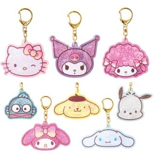 【小禮堂】Sanrio 三麗鷗 壓克力亮片流沙鑰匙圈 大頭款 Kitty 美樂蒂 Piano 人魚漢頓(平輸品)