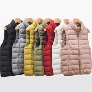【米蘭精品】現貨+預購 真羽絨90%白鴨絨輕羽絨背心羽絨衣(保暖立領簡約素色馬甲外套女夾克9色74gz43)