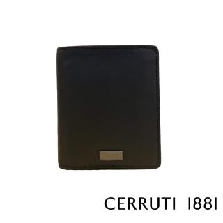 【Cerruti 1881】限量2折 義大利原裝進口 頂級小牛皮6卡短夾皮夾 5433M 全新專櫃展示品(黑色 送禮盒提袋)