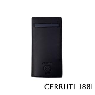 【Cerruti 1881】限量2折 義大利原裝進口 頂級小牛皮12卡長夾皮夾 5701M 全新專櫃展示品(黑色 送禮盒提袋)