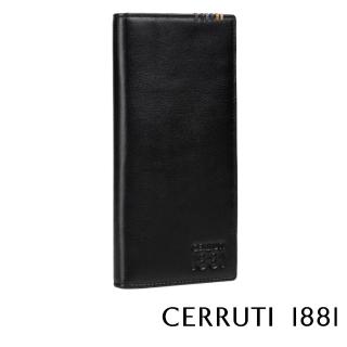 【Cerruti 1881】限量2折 義大利原裝進口 頂級小牛皮12卡長夾皮夾 5652M 全新專櫃展示品(黑色 送禮盒提袋)