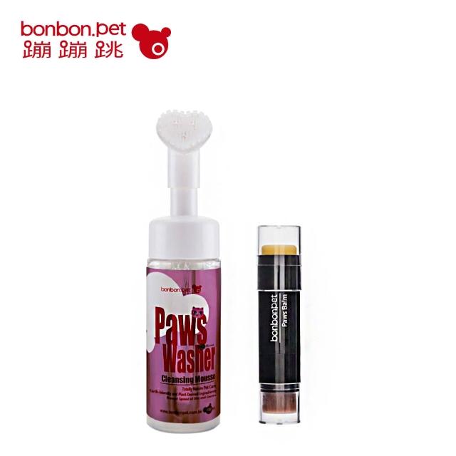 【bonbonpet】蹦蹦跳玫瑰天竺葵 貓咪清潔慕斯150ml+護掌棒組(台灣製/腳掌清潔/下巴粉刺/肉墊彈性)