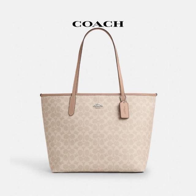 【COACH】蔻馳官方直營 CITY經典Logo托特包-沙黃色/灰褐色(CV976)