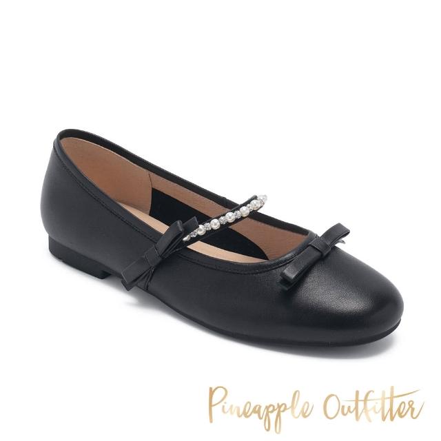 【Pineapple Outfitter】DAVY  珍珠帶霧面平底娃娃鞋(黑色)