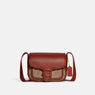 【COACH】蔻馳官方直營 TABBY19 經典Logo郵差包-棕黃色 鏽紅色(CK019)