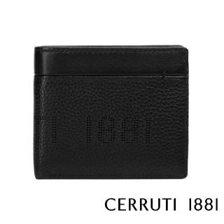 【Cerruti 1881】限量2折 義大利原裝進口 頂級小牛皮6卡短夾皮夾 5544M 全新專櫃展示品(黑色 送禮盒提袋)