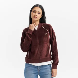 【LEVIS 官方旗艦】Gold Tab金標系列 女款 精梳棉運動外套 咖啡 熱賣單品 A5991-0000