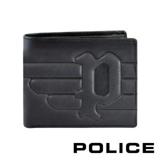 【POLICE】限量2折 頂級小牛皮4卡零錢袋男用皮夾 STEMMA系列 全新專櫃展示品(黑色)