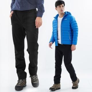 【遊遍天下】男款GLOBETEX顯瘦防水防風透濕刷毛褲雪褲 黑色(S-5L 大尺碼)