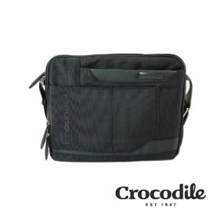 【Crocodile】Crocodile 鱷魚皮件 橫式斜揹包（S）0104-07806-黑灰藍三色(Biz 3.0 系列)