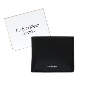 【Calvin Klein】CK JEANS內嵌LOGO男短夾皮夾/皮夾禮盒/CK短夾(經典黑)