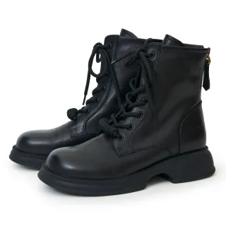 【ORIN】牛皮簡約綁帶馬汀靴(黑色)