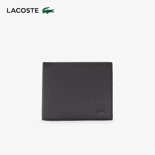 【LACOSTE】包款-Chantaco網眼皮革短夾(黑色)