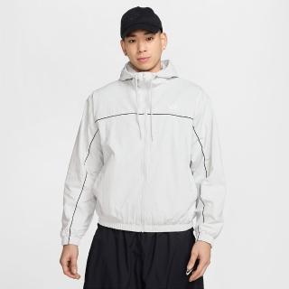 【NIKE 耐吉】外套 男 運動連帽外套 風衣外套 寬鬆版型 AS M NK CLUB ATHLETE HD JACKET 灰白 HJ2013-025