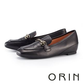 【ORIN】經典馬銜釦真皮方頭樂福鞋(黑色)