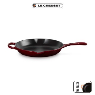 【Le Creuset】典藏琺瑯鑄鐵鍋單耳單柄圓煎盤26cm(醇酒紅)