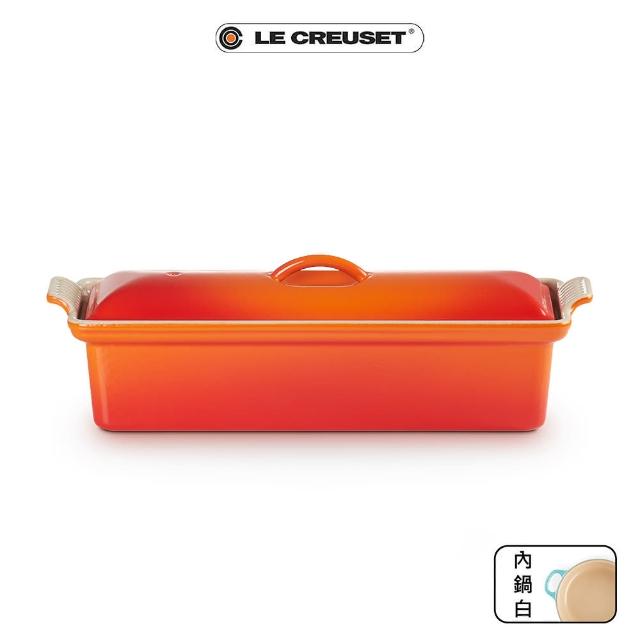 【Le Creuset】琺瑯鑄鐵鍋肉醬鐵鍋 28cm(火焰橘-內鍋白)