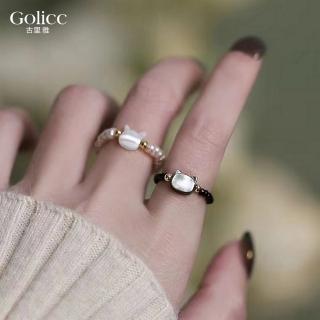 【Golicc】戒指 可愛 貓咪 串珠(母親節 生日 情人節 造型戒 食指戒 尾戒 禮物)