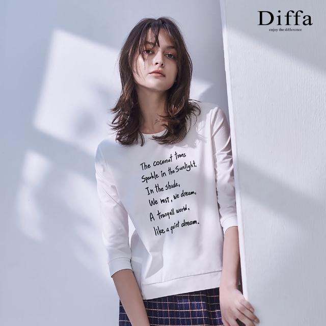 【Diffa】療癒詩詞電繡異素材拼接針織衫-女