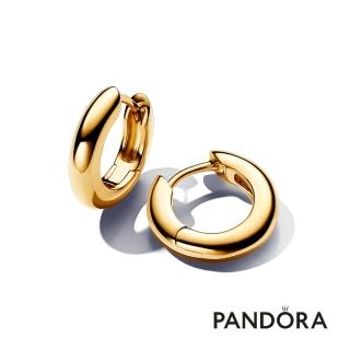 【Pandora 官方直營】自然圓弧耳環圈(鍍14k金)