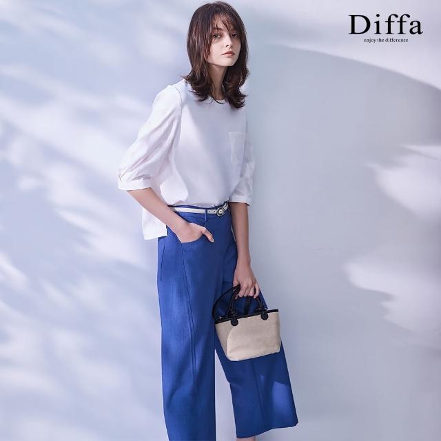 【Diffa】簡約後腰鬆緊長寬褲-女