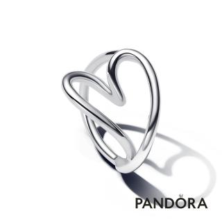 【Pandora 官方直營】自然流線心形戒指(925銀)