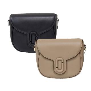 【MARC JACOBS 馬克賈伯】The J MARC SADDLE 小款皮革牛皮磁扣翻蓋斜背馬鞍包(駝色/黑色/贈原廠防塵袋紙袋)