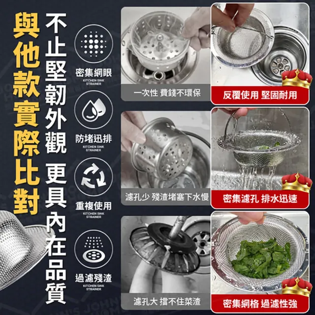 【JOHN HOUSE】304不鏽鋼水槽過濾網 防堵迅排 過濾網 防塞剩飯隔渣神器(淺款)