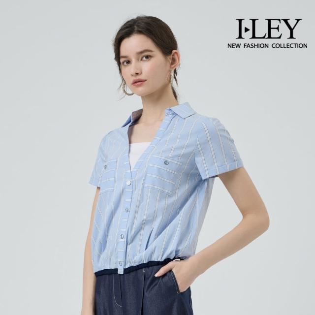 【ILEY 伊蕾】法式休閒排釦純棉上衣(淺藍；M-XL；1252021536)