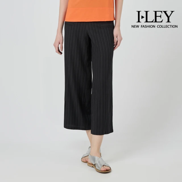 MOSS CLUB 中長版直筒休閒寬褲(黑 卡/魅力商品)品