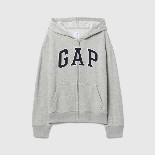 【GAP】男童裝 Logo刺繡連帽外套-灰色(743966)