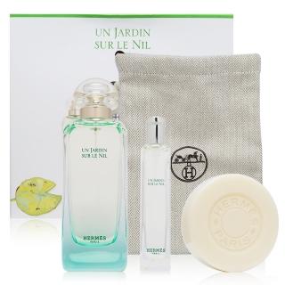 【Hermes 愛馬仕】尼羅河淡香水旅行套組禮盒-100ml+15ml+香皂50g+H帆布袋(平行輸入)