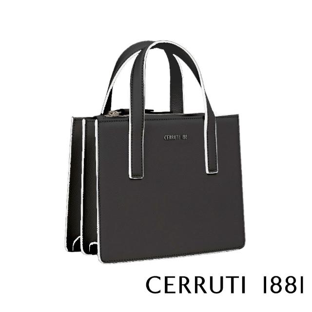 【Cerruti 1881】限量2折 義大利原裝進口 頂級小牛皮手提包 CEBA05363M 全新專櫃展示品(黑色)