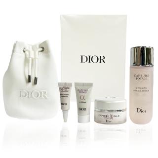 【Dior 迪奧】逆時能量旅行5件組-國際航空版(奇肌露50ml+精華5ml+奇肌霜15ml+眼霜精華3ml+束口袋x1)