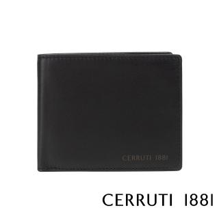 【Cerruti 1881】限量2折 義大利原裝進口 頂級小牛皮8卡短夾皮夾 5709M 全新專櫃展示品(黑色 送禮盒提袋)