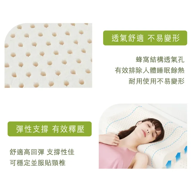 【Arnold Palmer雨傘牌】人體工學乳膠枕2入