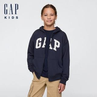 【GAP】男童裝 Logo刺繡連帽外套-海軍藍(743966)