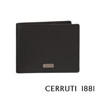 【Cerruti 1881】限量2折 義大利原裝進口 頂級小牛皮8卡短夾皮夾 5431M 全新專櫃展示品(黑色 送禮盒提袋)