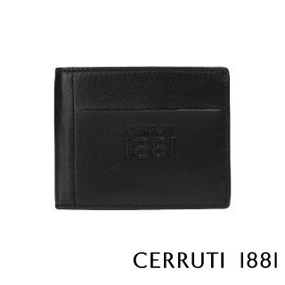 【Cerruti 1881】限量2折 義大利原裝進口 頂級小牛皮12卡短夾皮夾 5717M 全新專櫃展示品(黑色 送禮盒提袋)