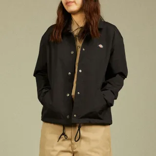 【Dickies】女款黑色平紋防塵防潑水教練外套｜DK012458BLK