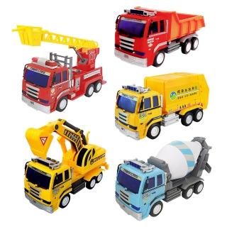 【KIDMATE】臺灣好車隊-聲光工程車隊(中型玩具車 臺灣模擬磨輪車 中文配音)