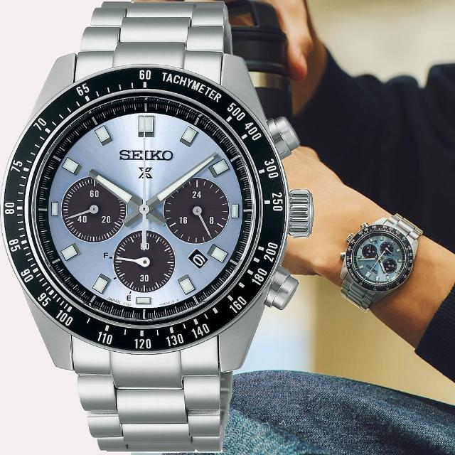 【SEIKO 精工】PROSPEX SPEEDTIMER 冰藍熊貓錶 太陽能三眼計時手錶 木村勞款(SSC935P1/V192-0AH0U)