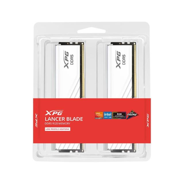 【ADATA 威剛】LANCER BLADE RGB DDR5 6000 16Gx2 桌上型超頻電競記憶體 白色(AX5U6000C3016G-DTLABRWH)