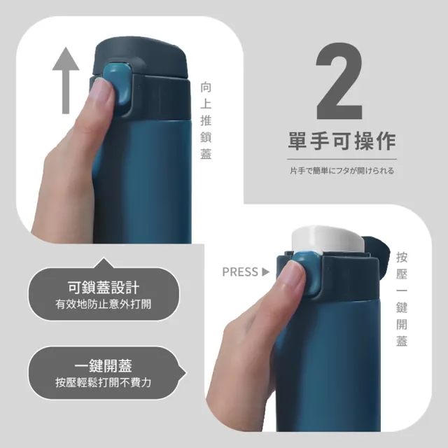 【FUJI-GRACE 日本富士雅麗】買1送1 輕時尚316彈跳保溫瓶450ml(FJ-954*2)