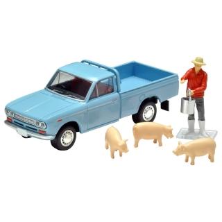【TOMICA】TOMYTEC LV-195b 達特桑 TRUCK 1500 DX 淺藍色 （附人偶）(模型車)