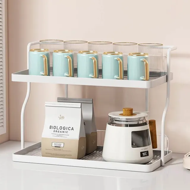 【樂居家】奶油風 雙層置物架(壁掛置物架 調味罐收納架 瓶罐收納架 桌面置物架)